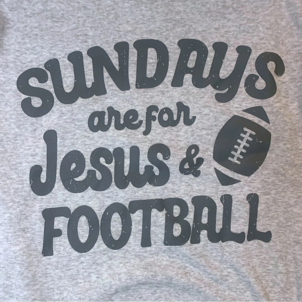 2/$30 FREEZE Gray Sundays Jesus Football Graphic Sweatshirt 2XL God Cozy Sweater - Picture 4 of 9